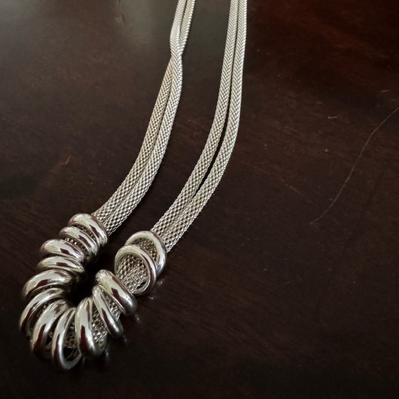 Silver Multi-Strand Ring Accent Necklace - Women Jewelry - Picture 6 of 6